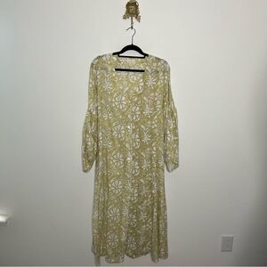 Hannah Art Wear Linen Button Front Kaftan Dress OS